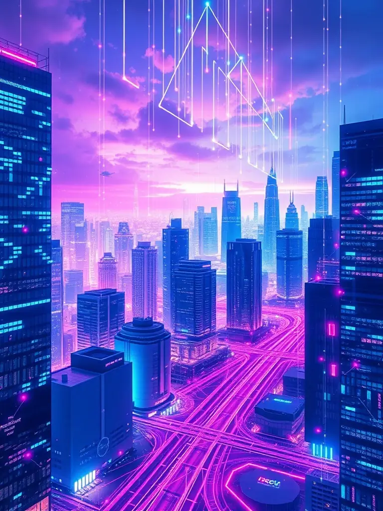 A visually appealing graphic representing digital transformation, showing data flowing between different devices and systems, symbolizing whitecuptech's ability to modernize businesses.