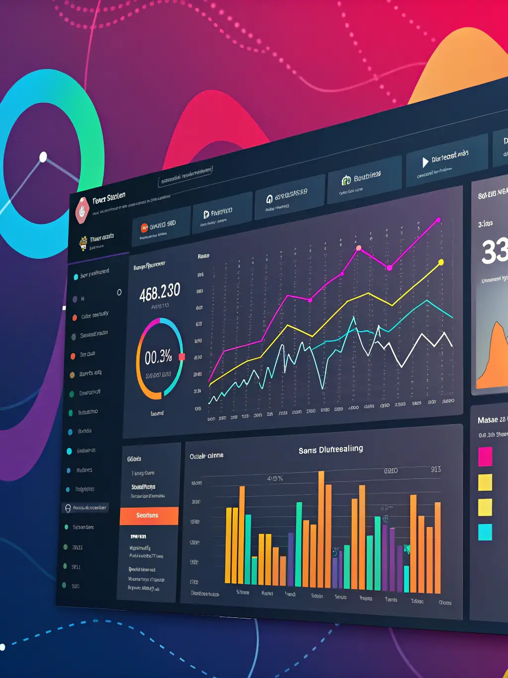A visual representation of data analytics dashboards, emphasizing the data-driven insights that whitecuptech provides to its clients.